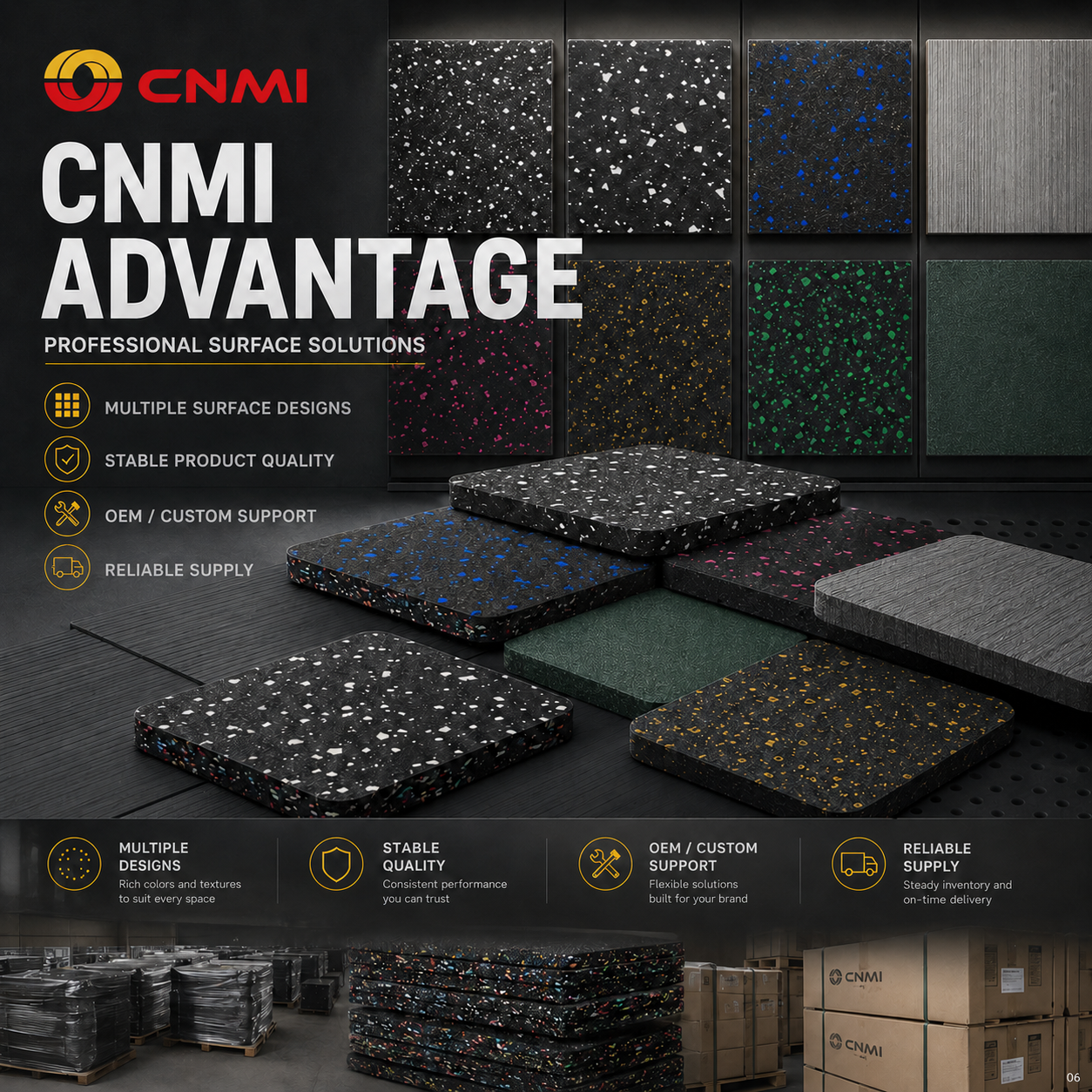 Tapis en caoutchouc de salle de sport absorbant les chocs de 25 mm, rev&ecirc;tement de sol antid&eacute;rapant | CNMI