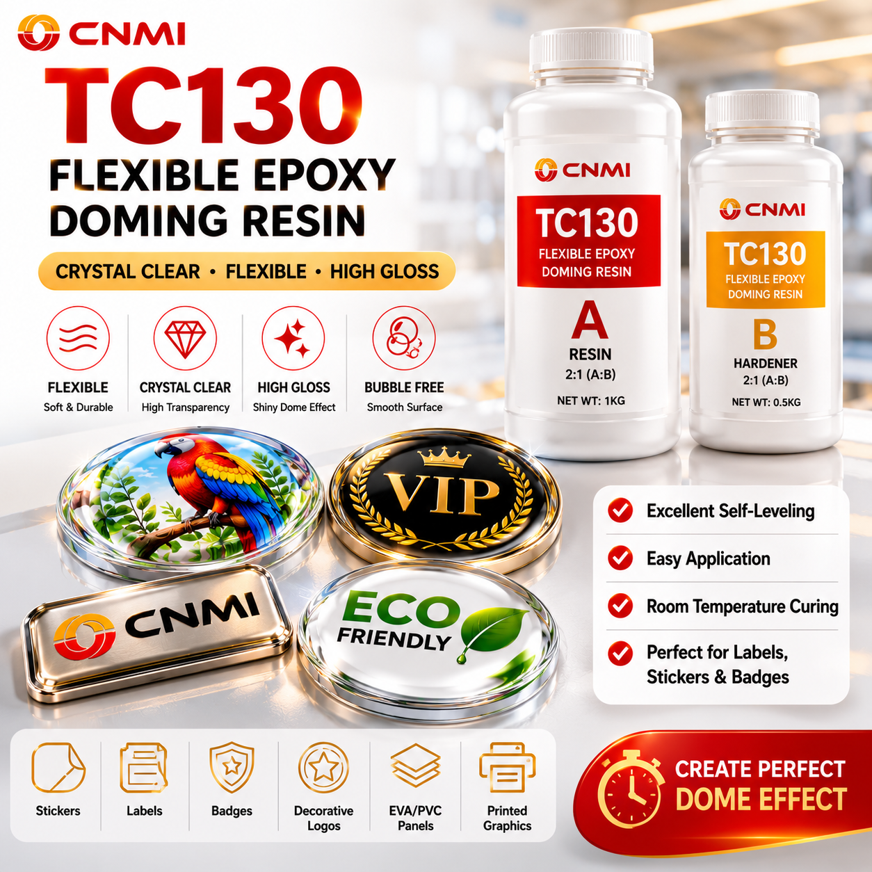 TC130 2:1 Resina epoxi flexible transparente como el cristal|CNMI